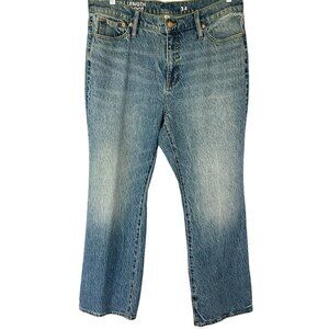 J. Crew Women's Demi Boot Medium Wash High Rise Flared Jeans Size 34 Actual 38